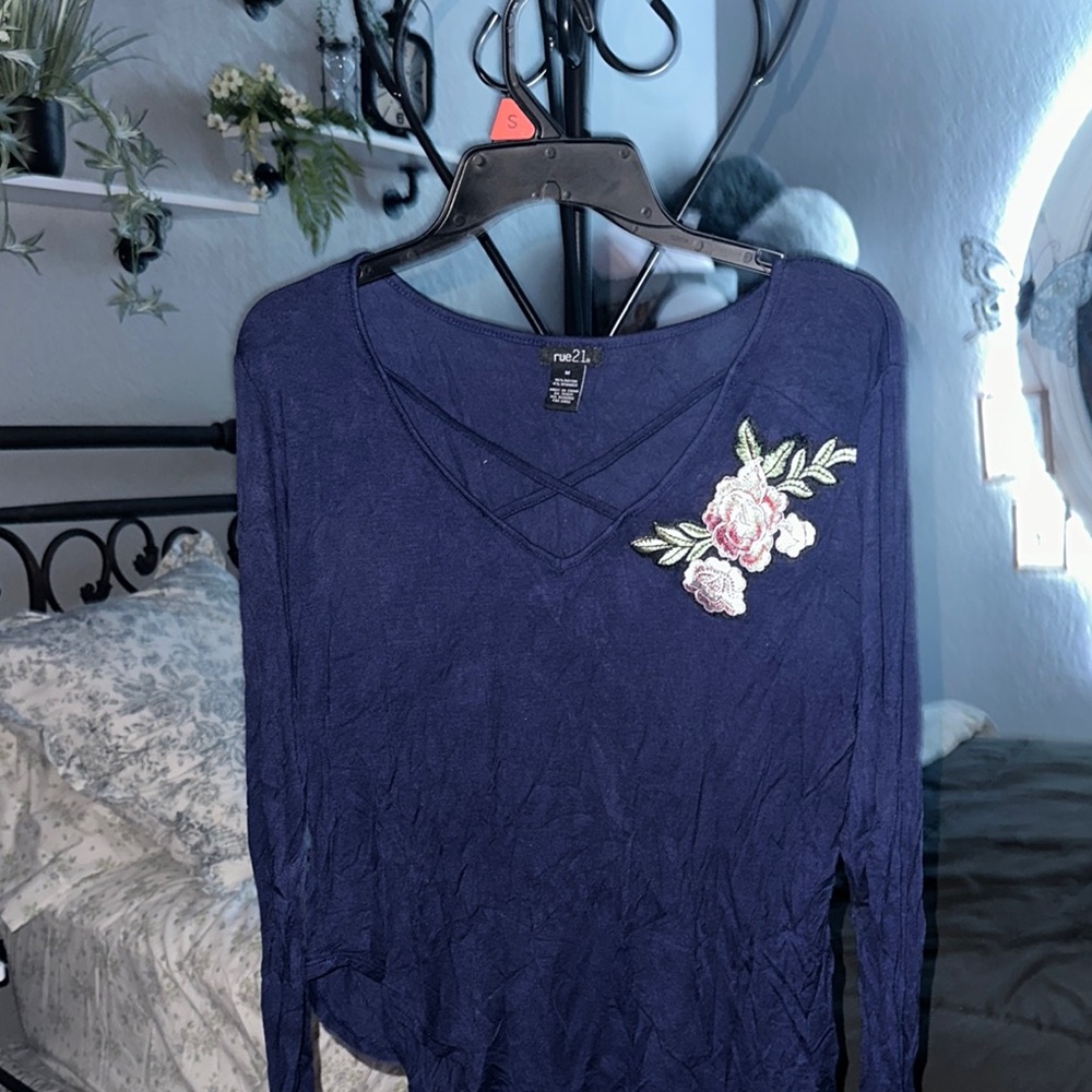 Rue 21- Blue floral Blouse